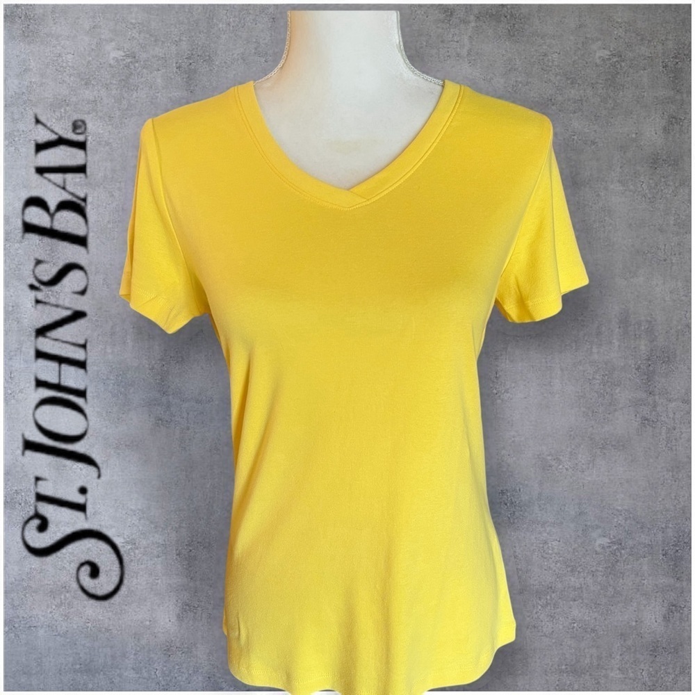 St. John's Bay Yellow Fitted Short Sleeve Tee, NEW